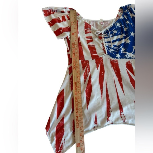 American Women’s Flag Print Cinched Asymmetric T Shirt By Rosegal No tag Size M. - Picture 10 of 13